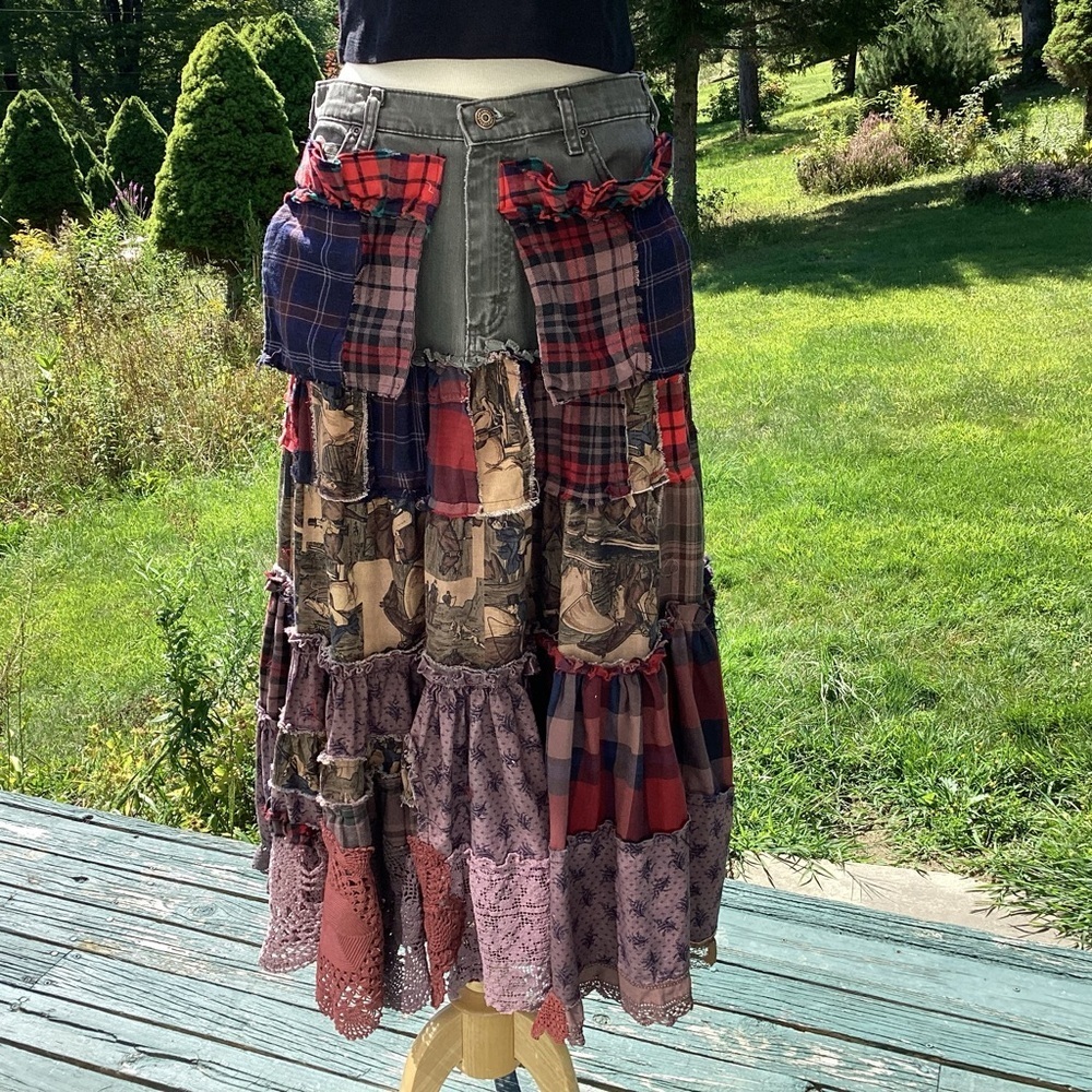 Upcycle Annie Tier Patchwork Flannel Antimacassar… - image 2